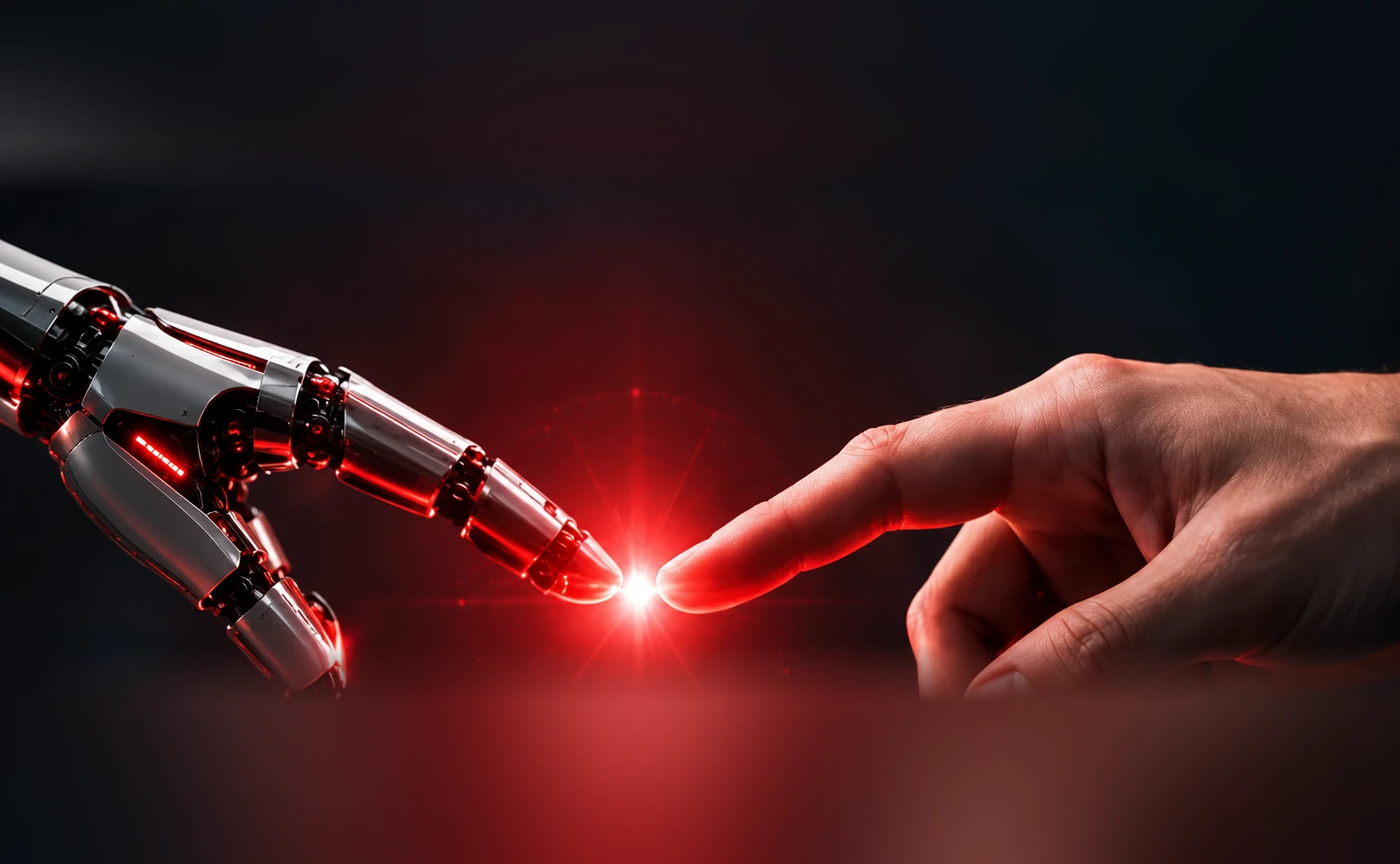 Mano robótica y mano humana acercan sus dedos: el criterio humano se une a la inteligencia artificial